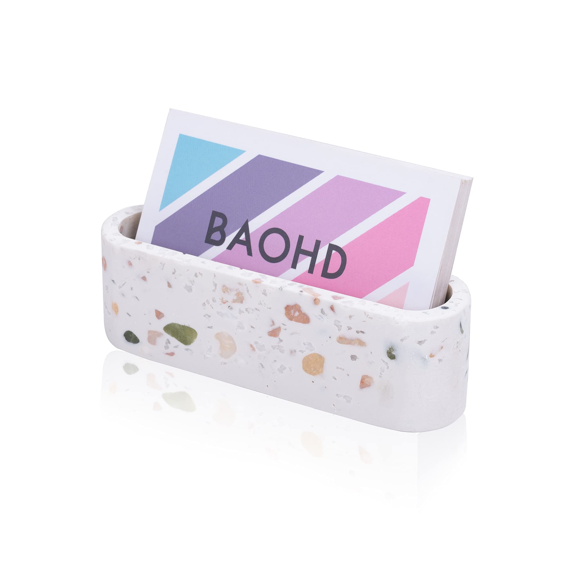 Baohd Concrete Business Card Holder For Desk, Modern Terrazzo Business Card Display, Desktop Business Card Holder Display Busine