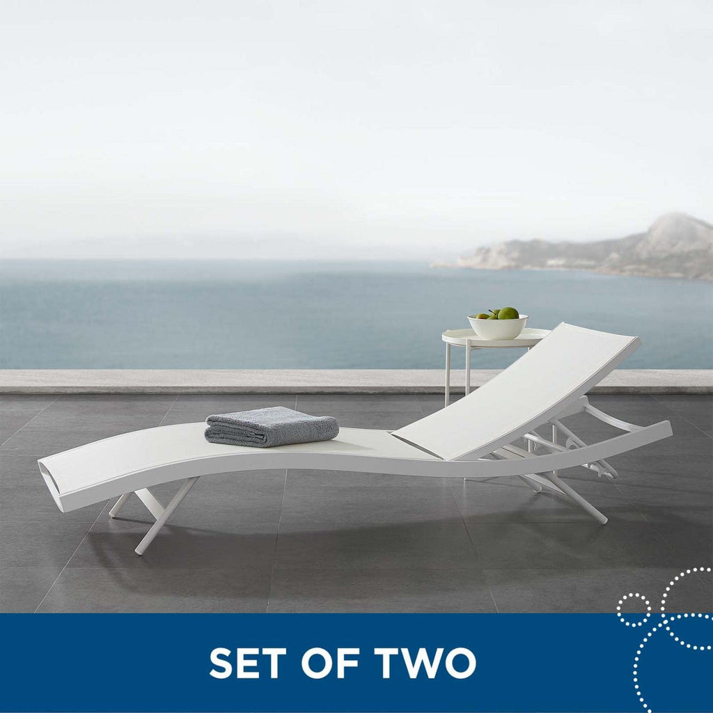 Modway Glimpse Outdoor Patio Mesh Chaise Lounge Set Of 2 In White White