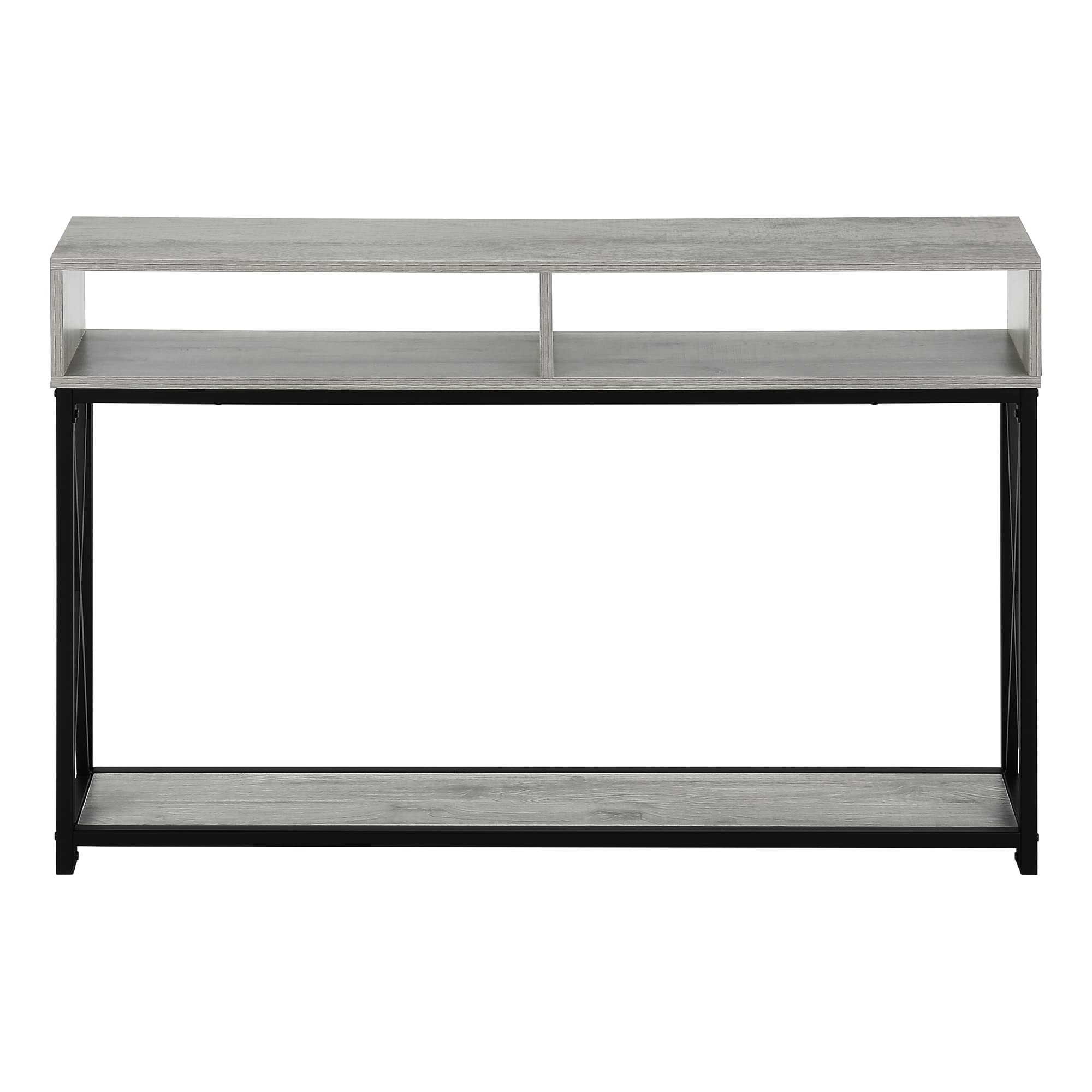 Monarch Specialties 3572 Accent Table, Console, Entryway, Narrow, Sofa, Living Room, Bedroom, Metal, Laminate, Grey, Black, Contemporary, Modern Table-48 Hall, 47.25&quot; L X 9&quot; W X 30.5&quot; H