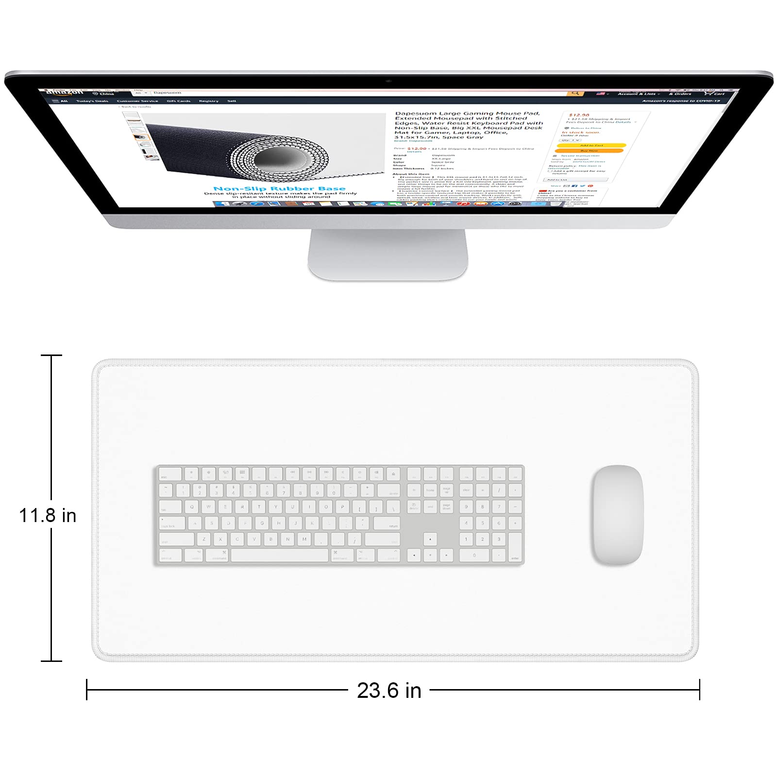 Dapesuom Large Mouse Pad, Extended Gaming Mouse Mat With Stitched Edges, Waterproof Full Size Desk Mats With Non-Slip Base, Comp