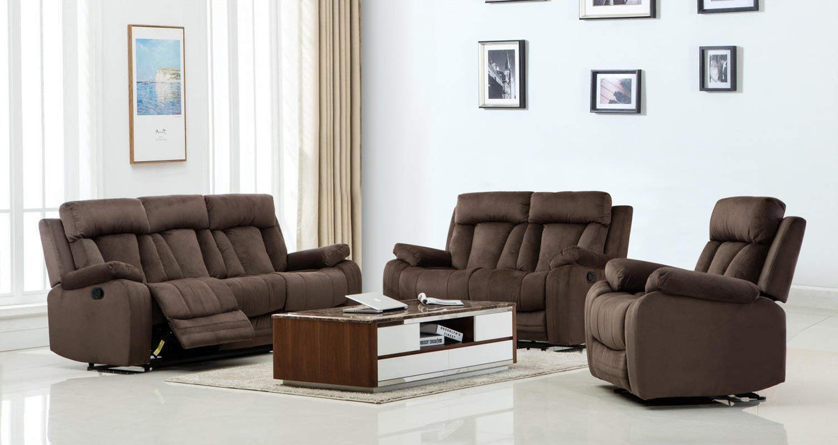 HomeRoots Furniture 120&quot; Modern Brow Fabric Sofa Set