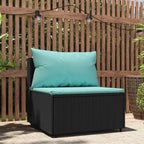 vidaXL - 3 Piece Patio Lounge Set with Cushions, Black PE Rattan Material, Weather-Resistant, with Tempered Glass Top Table, Powder-Coated Steel Frames, Modular Design for Flexible Configuration