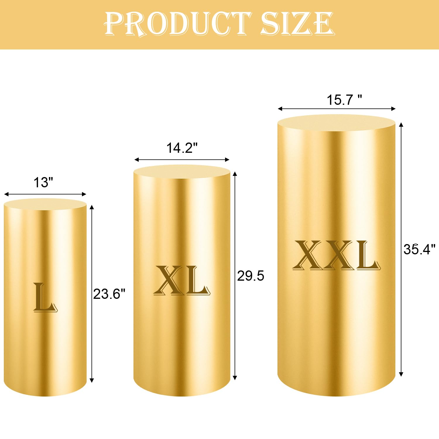 Saitimade Set Of 3 - Gold Cylinder Pedestal Stand Covers, Flexible Cylinder Stand Covers For Party, Wedding Or Birthday Event De