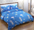 Magnetic Shadow Cotton 160Tc King Size Comforter Set With Bedsheet ( Blue Heart ) (Blue Floral)