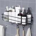 ROXA Wall Mounted SelfAdhesive Multipurpose Bathroom Shelf with Hooks/Towel Holder/Rack/Bathroom AccessoriesWall Mount (Materi