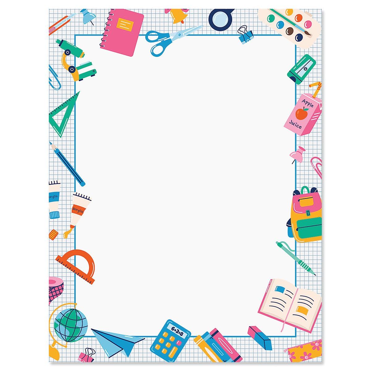 Current School Is Cool Kids Letter Paper - Birthday Stationery Papers With Decorative Border Designs, Printable Holiday, Wedding