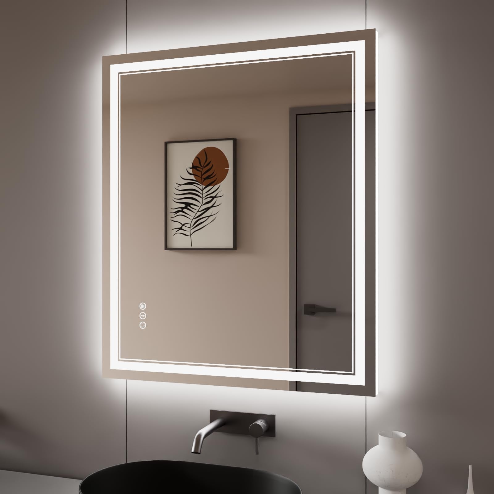 ISTRIPMF 30x36 Inch LED Bathroom Mirror with Lights, Backlit and Front Lighted Bathroom Mirrors for Wall, Anti-Fog Dimmable Memo