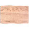 vidaXL Solid Oak Wood Table Top, Light Brown, Live Edge, Treated Surface, Versatile for Office or Home, 23.6"x15.7"x(0.8"-1.6")