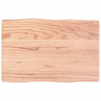 vidaXL Solid Oak Wood Table Top, Light Brown, Live Edge, Treated Surface, Versatile for Office or Home, 23.6"x15.7"x(0.8"-1.6")