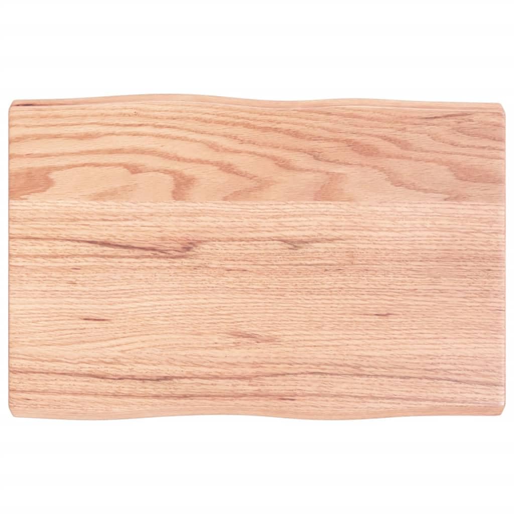 vidaXL Solid Oak Wood Table Top, Light Brown, Live Edge, Treated Surface, Versatile for Office or Home, 23.6"x15.7"x(0.8"-1.6")