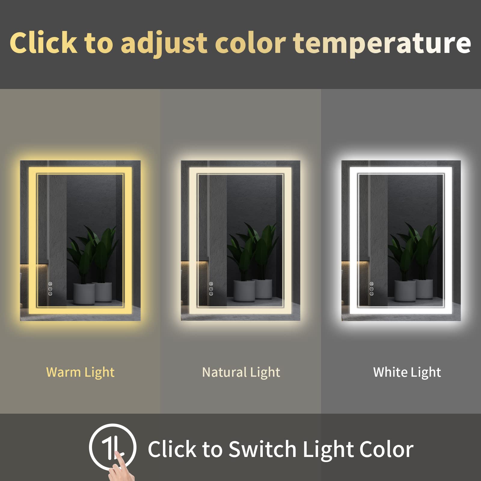 Istripmf 48X36 Inch Bathroom Mirror Led With Lights, Backlit And Front Lighted Anti-Fog Dimmable Memory Lighted Bathroom Vanity