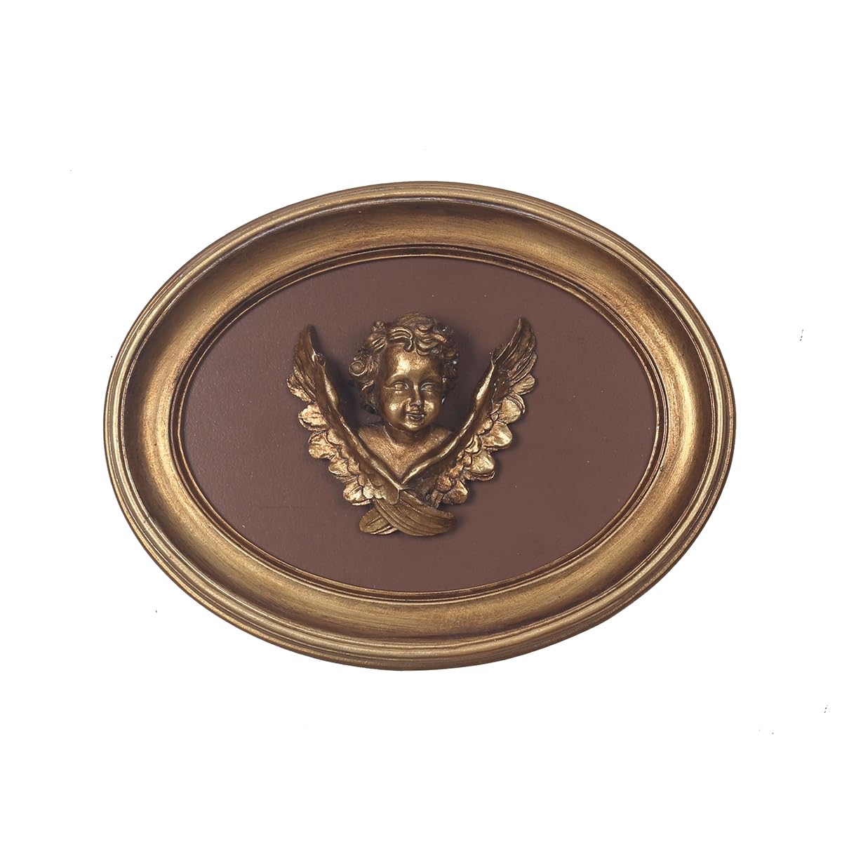 S-MANTIS Vintage Wall Sculpture, Antique Pediment, Hallway Wall Art, Hand Painted Wall Decoration With Intricate Cherub Wings Ce