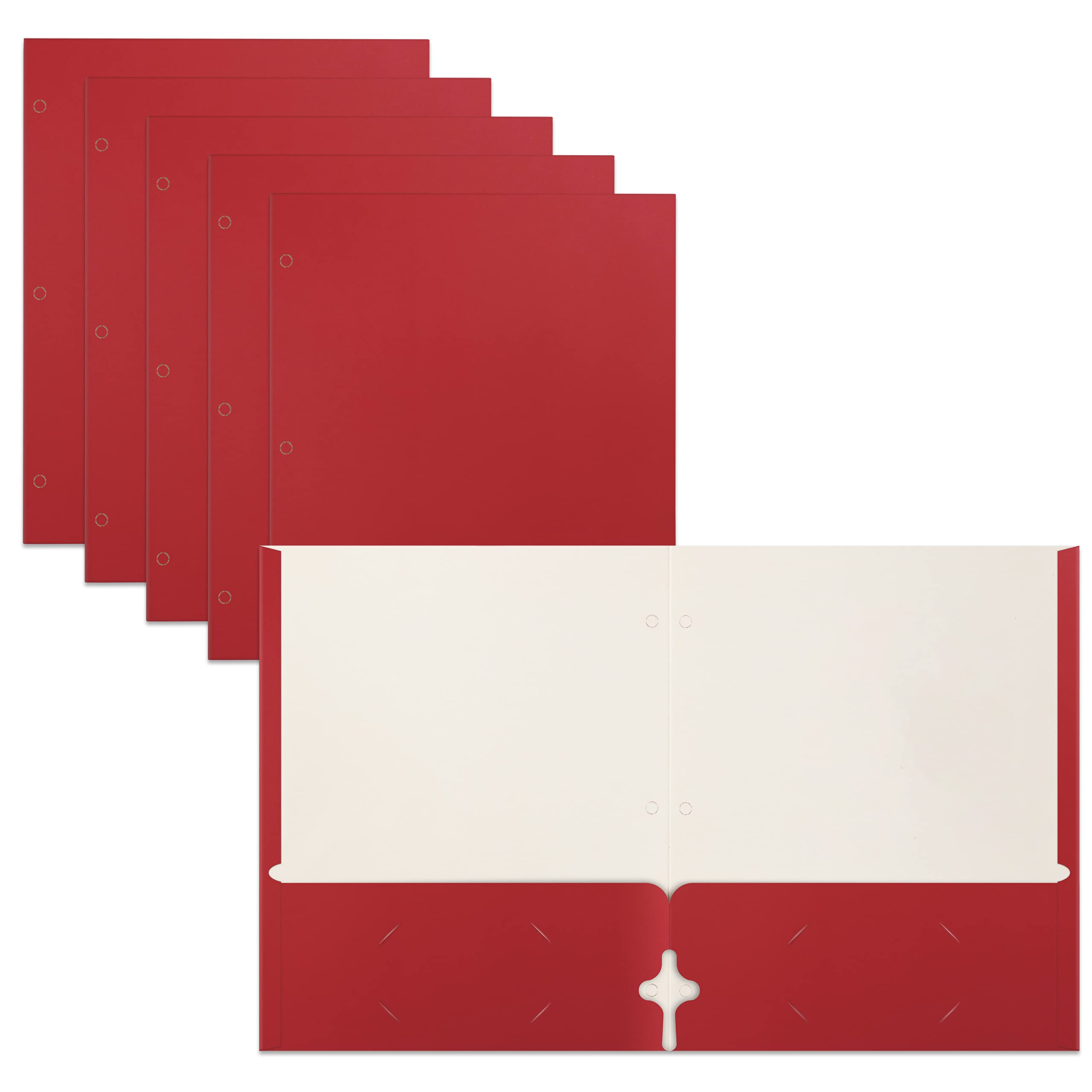 Better Office Products Two Pocket Portfolio Folders, 50-Pack, Red, Letter Size Paper Folders, 50 Pieces, Red