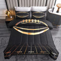 Helloosuu Boys Comforter Set, Twin Size, Football Themed, 3 Pcs Including 1 Comforter & 2 Pillowcases, All Season Use, Black And