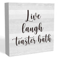 Live Laugh Toaster Bath Sign 5 X 5 Inches Rustic Funny Bathroom Decor Wood Plaque Block Signs Gift Home Office Desk Accessories 