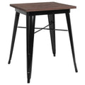 Flash Furniture Prince 23.5" Square Black Metal Indoor Table With Walnut Rustic Wood Top