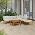 vidaXL Patio Lounge Set 6 Piece, Patio Furniture Set for Outdoor Garden, Sectional Sofa with Cushions, Corner Sofa, Retro Style, Solid Wood Acacia