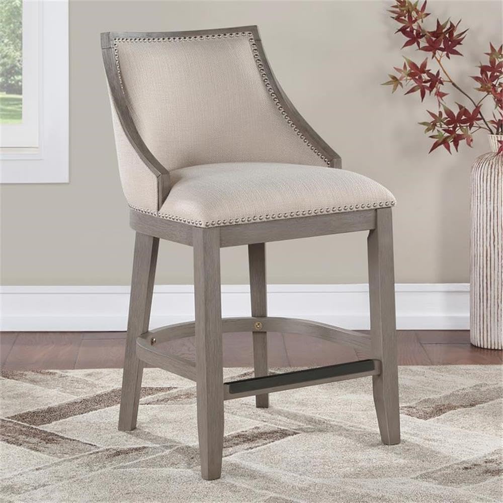 American Woodcrafters Paighton Solid Wood Driftwood Gray Finish Counter Stool