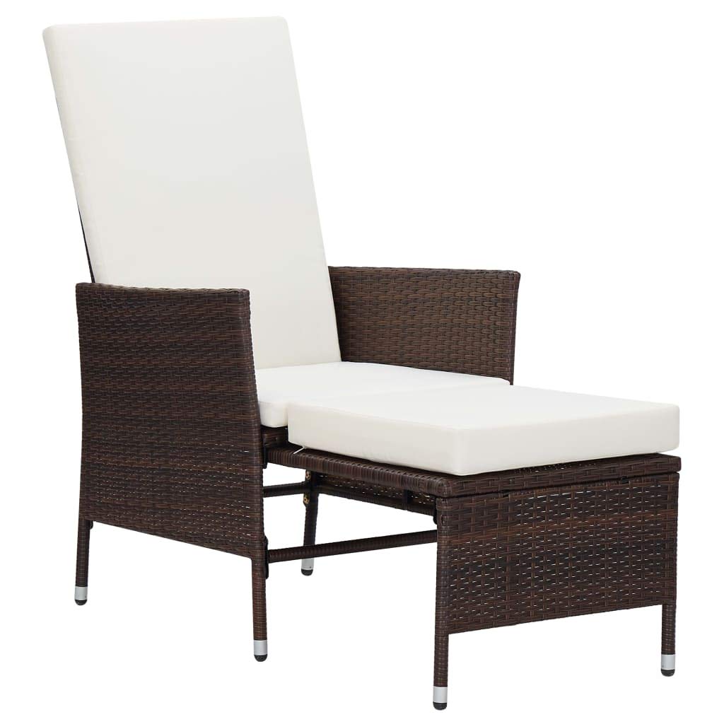 vidaXL - Brown Modern Patio Chair with Customizable Reclining Positions and Built-in Footrest, Constructed from Durable Poly Rattan and Sturdy Powder-Coated Steel, Stand-Out Style and Functionality