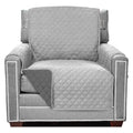 Sofa Shield Chair Slip Cover With Patented Strap, Cushion Protector, Reversible Stain And Dog Tear Resistant Slipcover, Quilted Microfiber 23” Seat, Washable Covers, Dogs Pets Kids Light Gray Charcoal