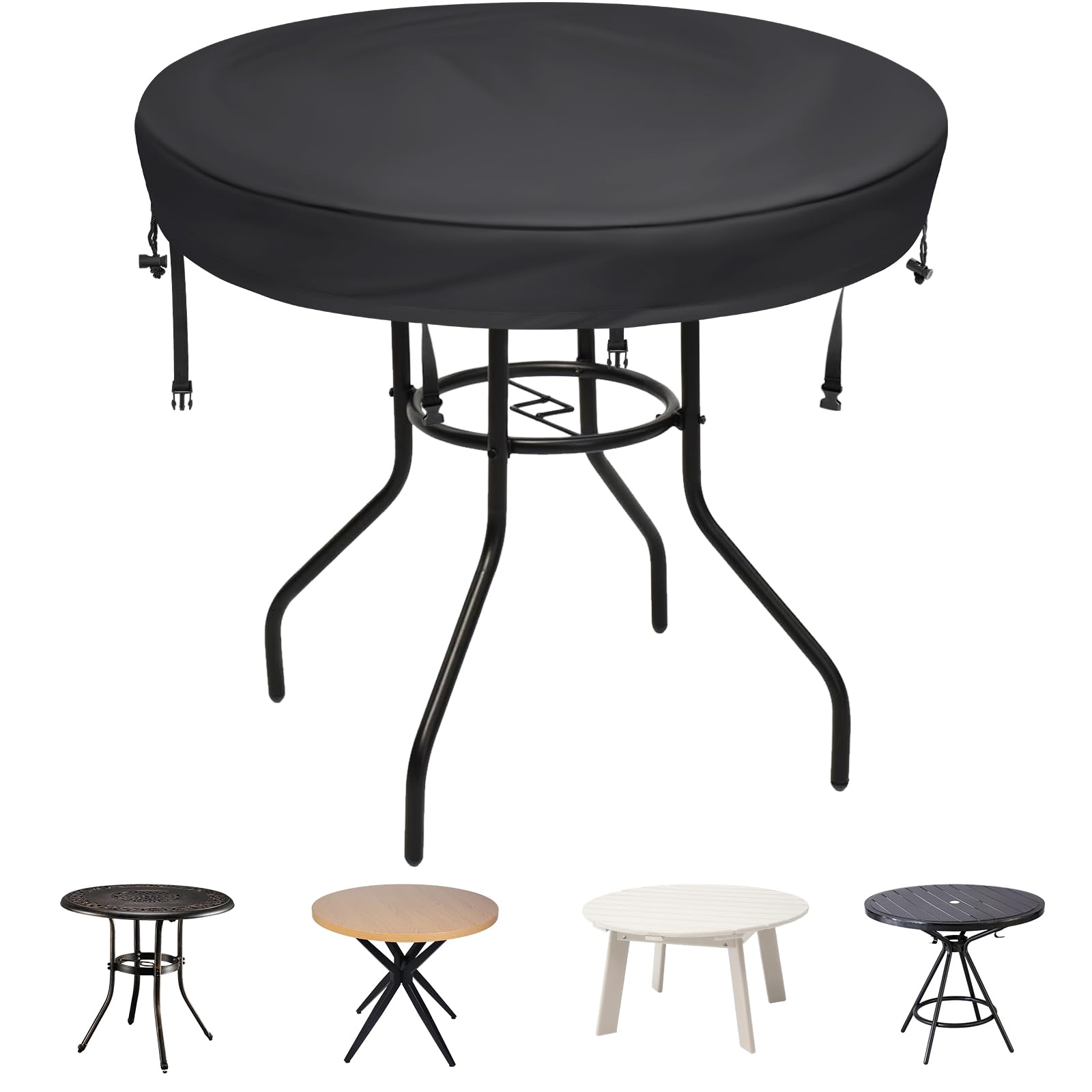 Tohonfoo Outdoor Round Table Cover - Waterproof Anti-Uv Round Patio Table Cover - Fits Round Outdoor Table Up To 34-36 Inch