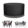 Falflor Round Patio Furniture Cover 600D Oxford Outdoor Round Table And Chair Cover Waterproof Round Table Cover Windproof Anti-