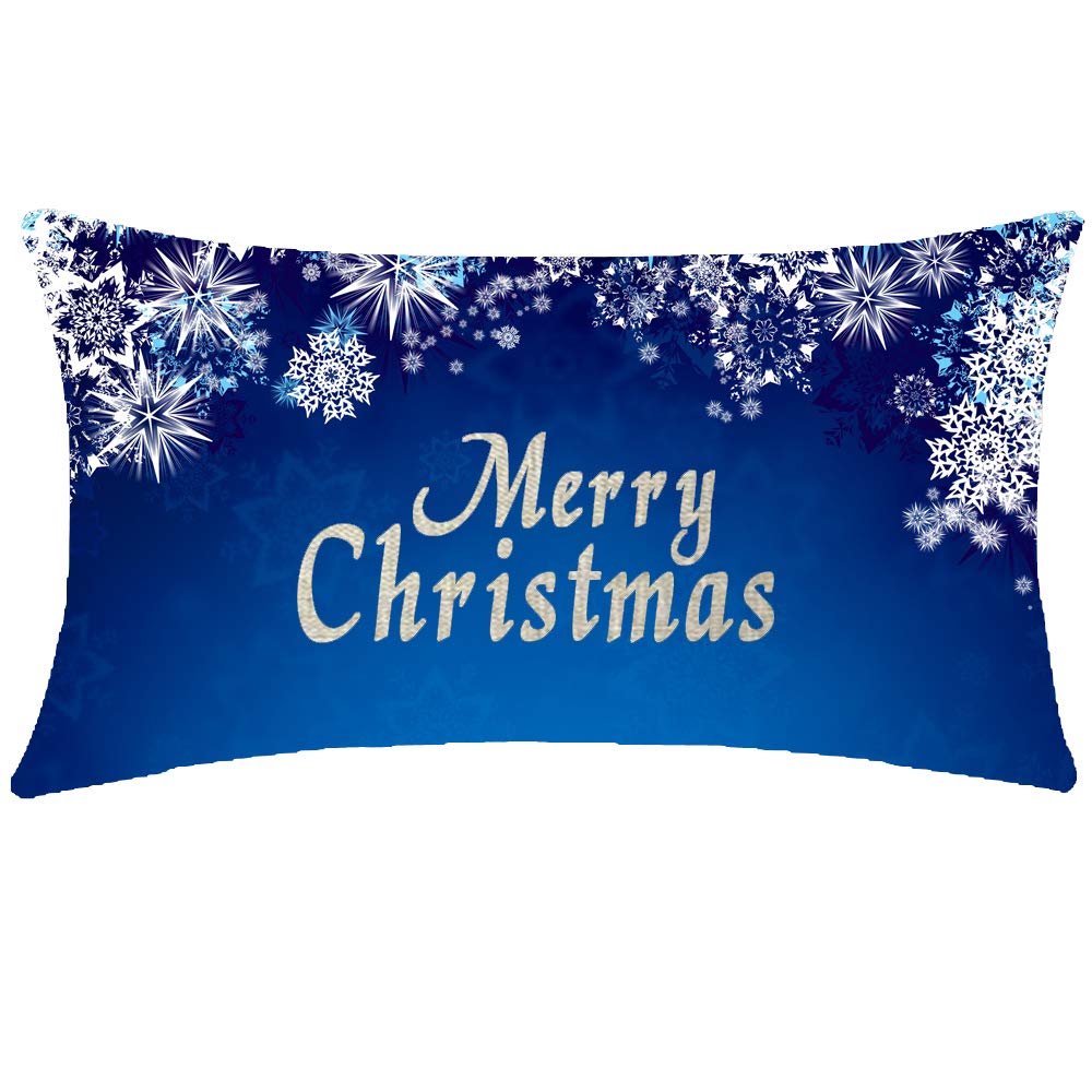 Itfro Winter Gift Merry Christmas Beautiful Falling Snowflakes Snowflurries Body Cotton Burlap Linen Throw Pillow Case Cushion C