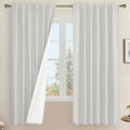 Lamit Light Grey 100% Blackout Linen Curtains, 63 Inches Linen Textured Thermal Bedroom Curtains Back Tab And Rod Pocket Burlap
