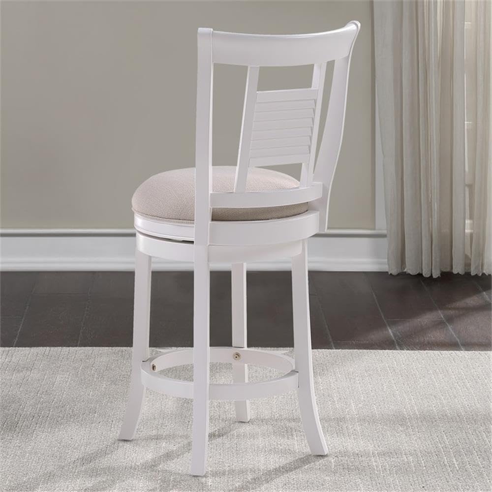 American Woodcrafters Grove White Solid Wood 360-Degree Swivel Counter Bar Stool