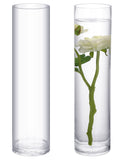 Yoande 2 Pieces Cylinder Glass Vase Floral Container Clear Floor Flower Tall Skinny Floating Candle Vases for Centerpieces Cylin