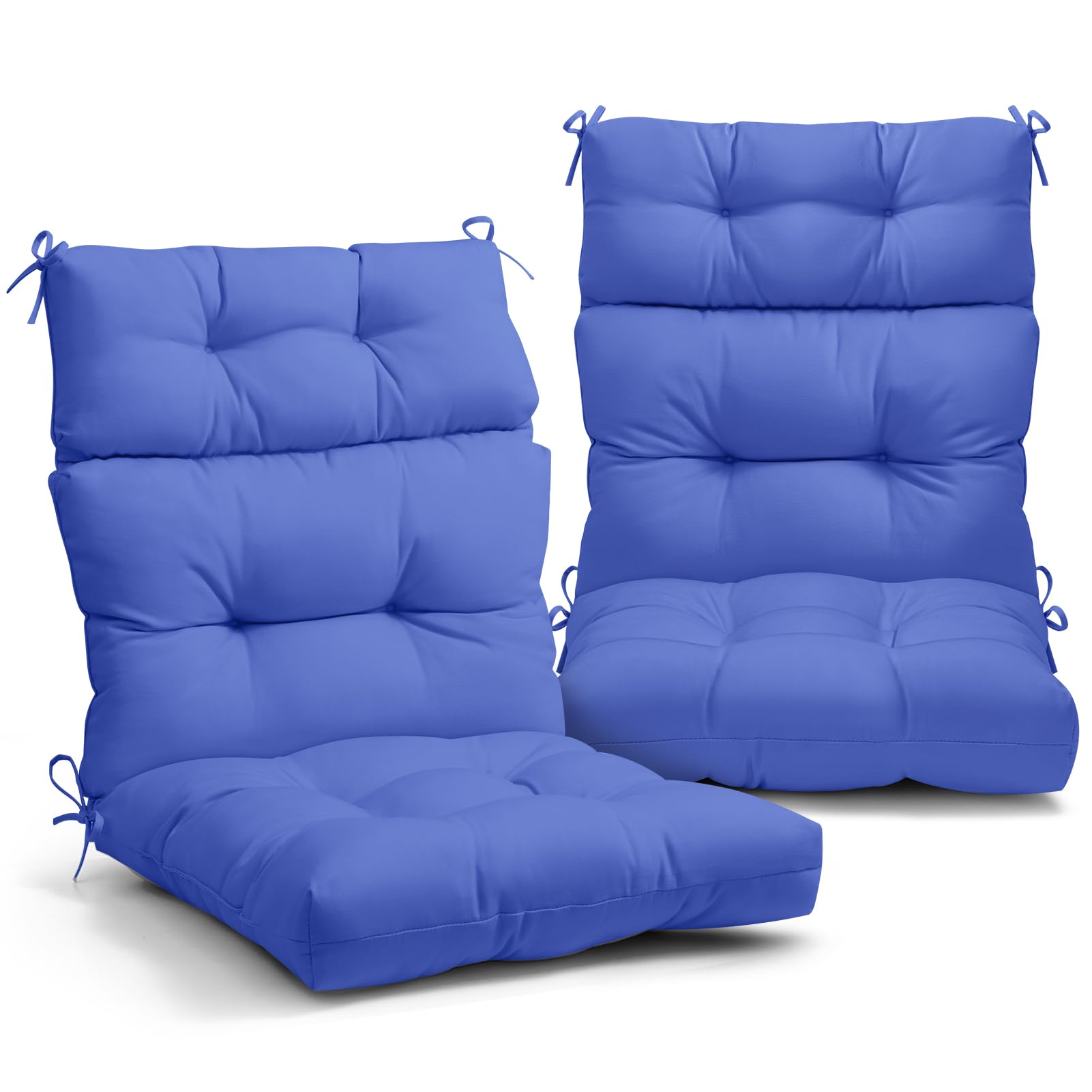 Eagle Peak Tufted Outdoor/Indoor High Back Patio Chair Cushions, Set Of 2, 46' X 22', Ocean Blue