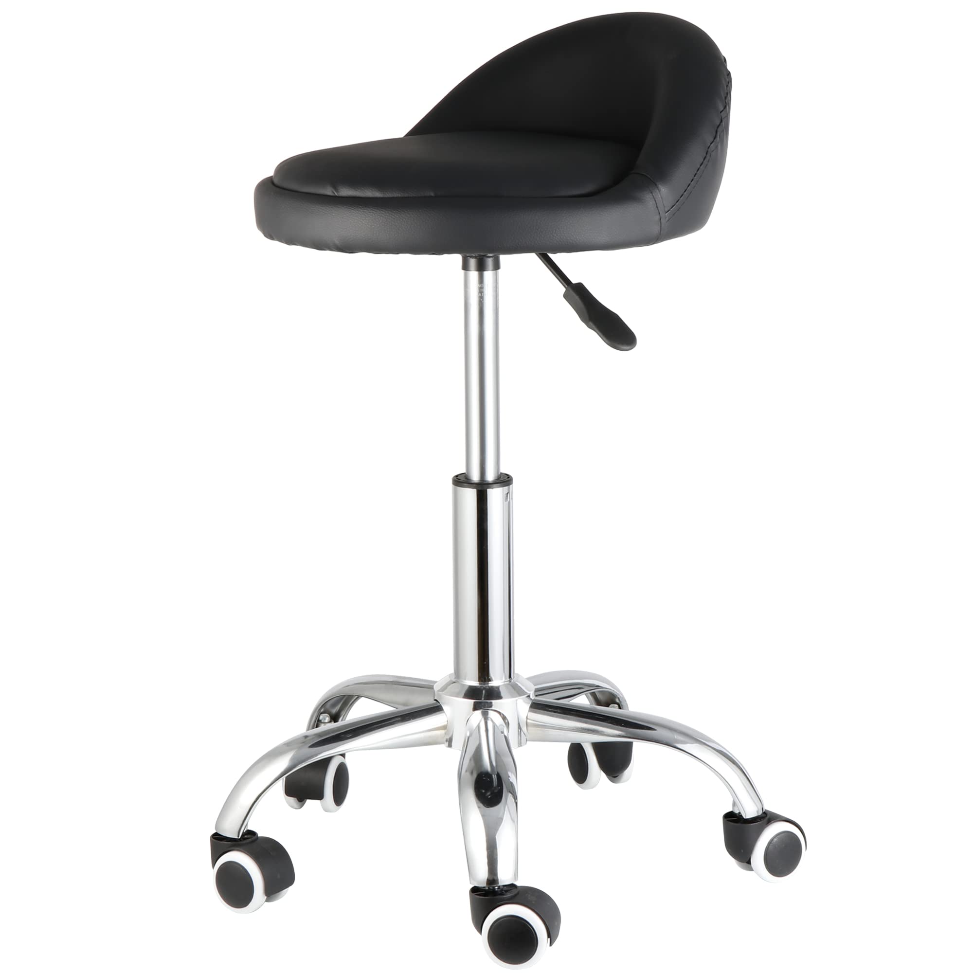 HomGarden Adjustable Rolling Swivel Salon Stool for Tattoo Massage Facial Spa Office Kitchen Drafting Chair Stool w/Backrest Cus