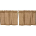 VHC Brands Farmhouse 24x36 Tier Pair Tan Rod Pocket Kitchen Window Curtains