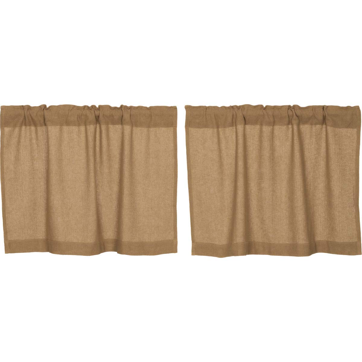 VHC Brands Farmhouse 24x36 Tier Pair Tan Rod Pocket Kitchen Window Curtains