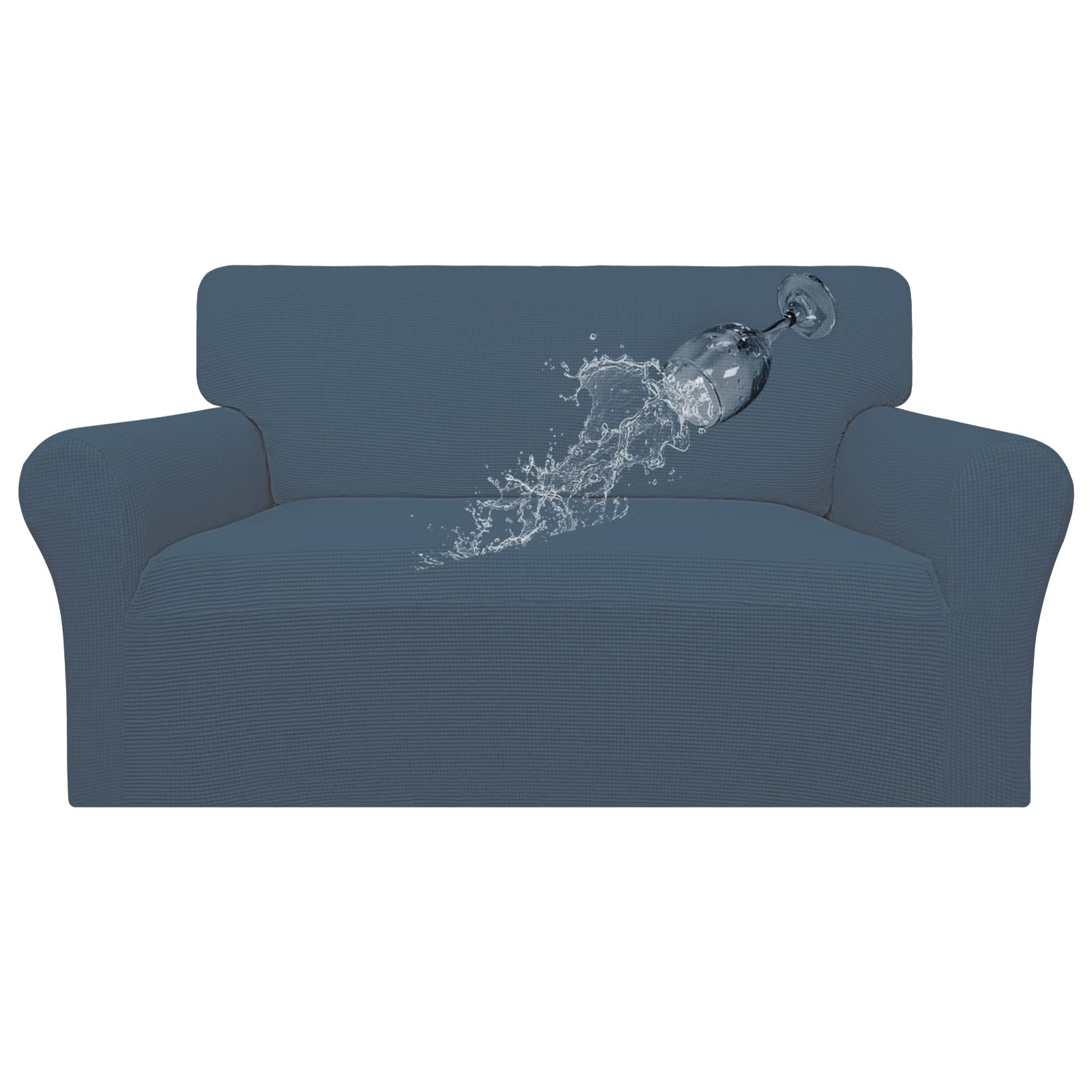 Easy-Going 100% Waterproof Oversized Loveseat Couch Cover, Dual Waterproof Sofa Cover, Stretch Jacquard Sofa Slipcover, Leakproof Furniture Protector For Kids, Pets, Dog And Cat, Bluestone