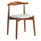 Modway EEI-1080-DWL-WHI Stalwart Mid-Century Modern Wood Frame and Faux Leather Seat, Dining Side Chair, Dark Walnut White