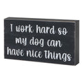 Esur Funny Home Office Desk Decor for Women Men Gifts for Dog Lovers, Cute Motivational Farmhouse 5 x 8 Inches Wooden Box Sign, 