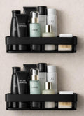 Zebabi WallMounted Bathroom Shelf, Black, Organiser Rack For Skincare And Toiletries, Set Of 2
