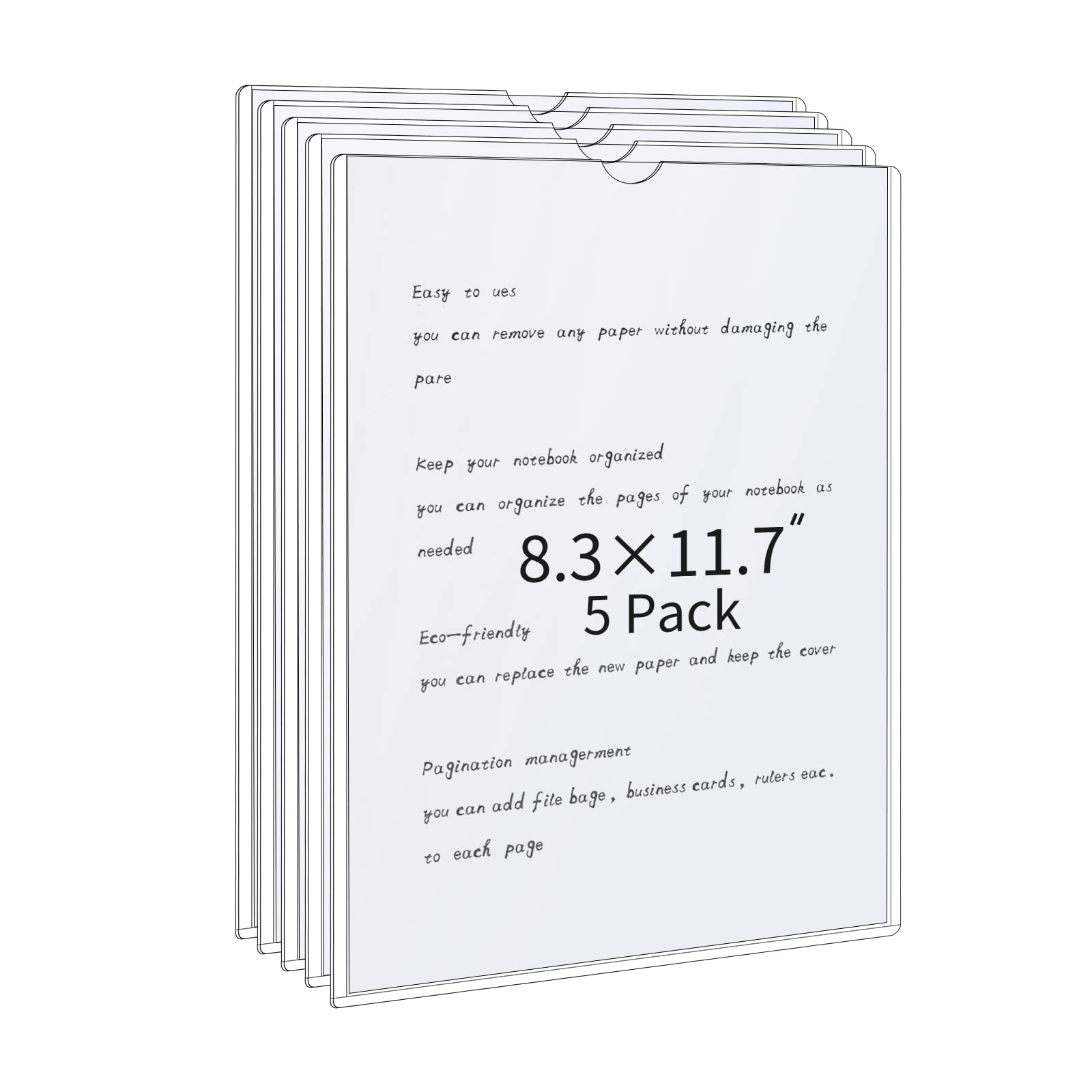 Dlugopis 5 Pieces Rigid Print Protectors 8.3 * 11.7 Inches Clear Paper Document Holder Wall Mount Advertise Frame Plastic Pictur