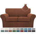 Turquoize 3 Piece Sofa Covers For 2 Cushion Couch Sofa Slipcover Soft Cover For Dogs-Washable Furniture Covers With 2 Individual Cushion Covers, Feature Jacquard Fabric(Loveseat, Caramel)