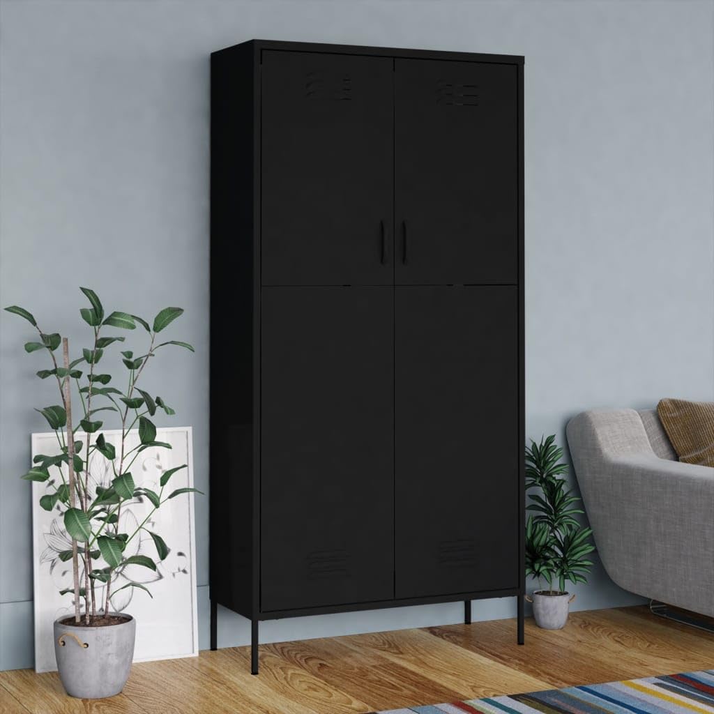 vidaXL Wardrobe Black 35.4&quot;x19.7&quot;x70.9&quot; Steel