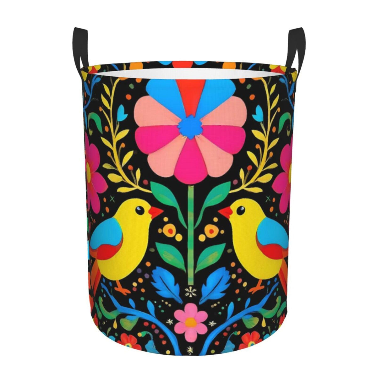 Pioyoku Mexican Flower Traditional1 Pattern Large Laundry Basket Round Storage Basket  Toy Storage Basket For Hamper Kids Room