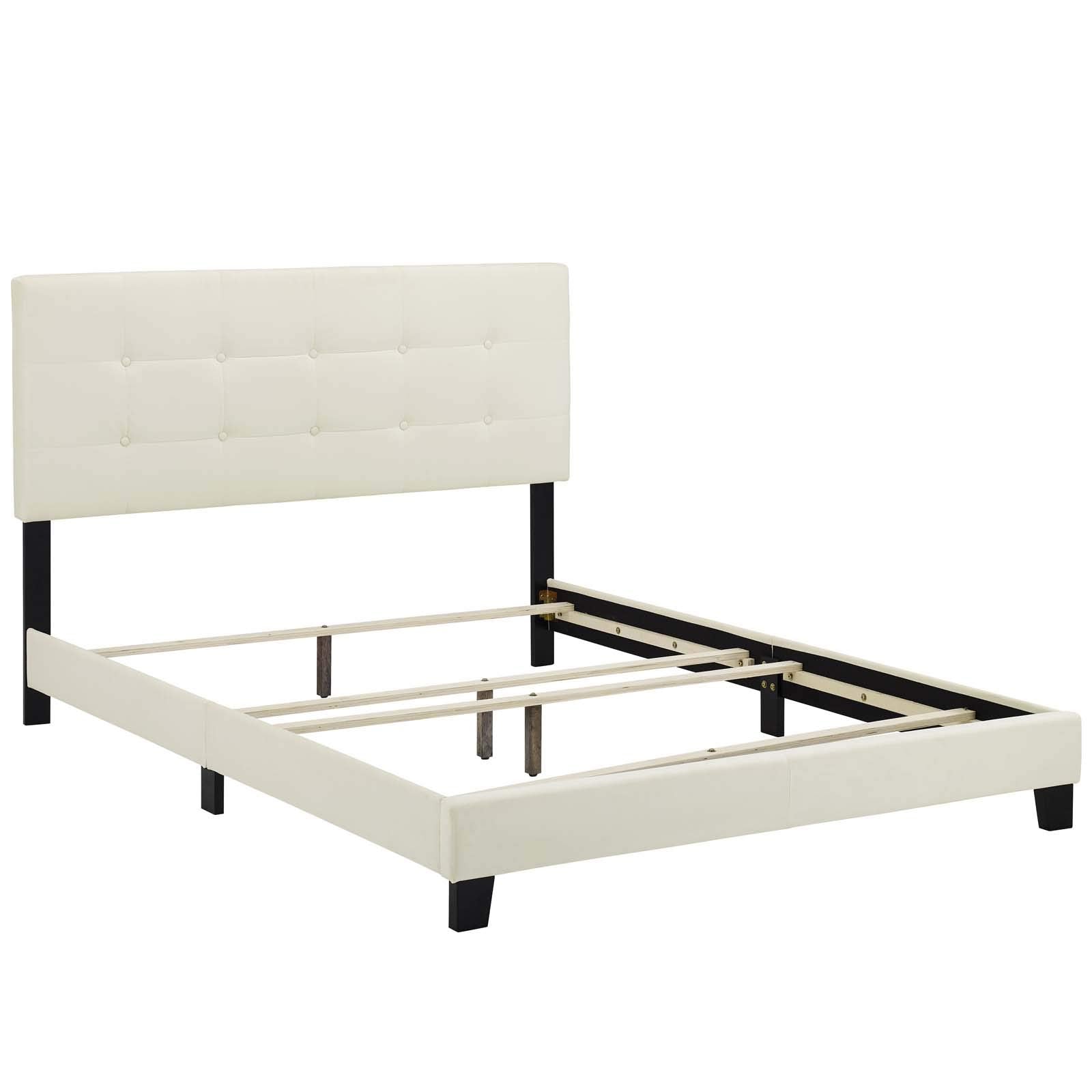 Modway Amira King Performance Velvet Bed, Ivory