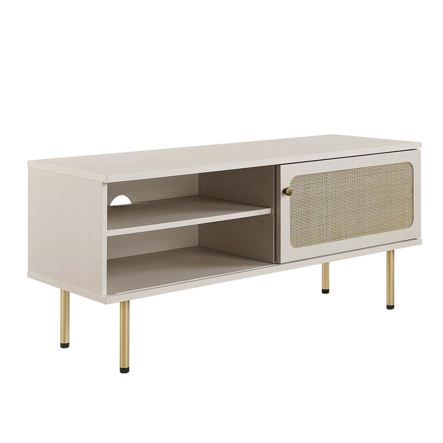 Modway Cambria Rattan and Particleboard TV Stand for TVs up to 47" in White