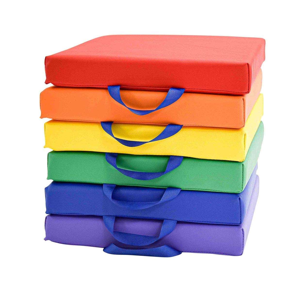 Children's Factory 15'' Sq. Floor Cushions, Set-6, Primary, CF805-207, Flexible Seating for Kids Classroom, Preschool & Daycare 