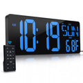 Large Digital Wall Clock with Remote Control 17.2 LED Large Display Timer with Temperature Date Week Auto DST Adjustable Brightn