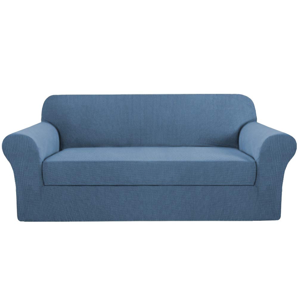 H.Versailtex Stretch Slipcovers Sofa Covers 2 Piece Couch Furniture Protector With Elastic Bottom, Polyester Spandex Jacquard Fa