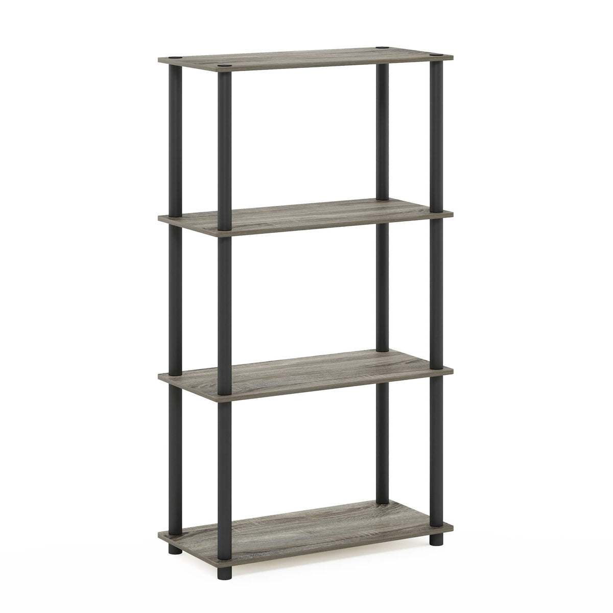 Furinno (99557GYW/BK) Turn-N-Tube 4-Tier Multipurpose Shelf Display Rack - French Oak Grey/Black