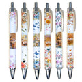 Yj Premiums 6Pc Highland Cow Pens Set | Cow Print Pen Kawaii Cute Supplies Accessories Items Stationary For School Home Office D
