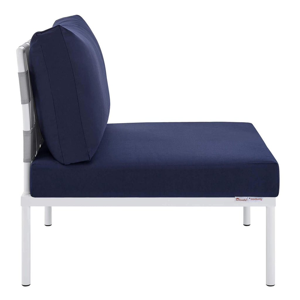 Modway Harmony Sunbrella® Outdoor Patio Aluminum Armless Chair in Gray Navy